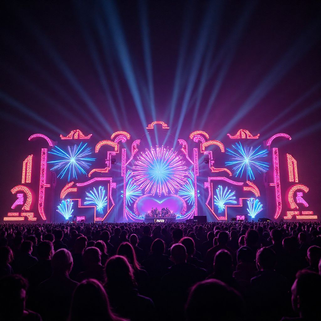 Festival production with light show