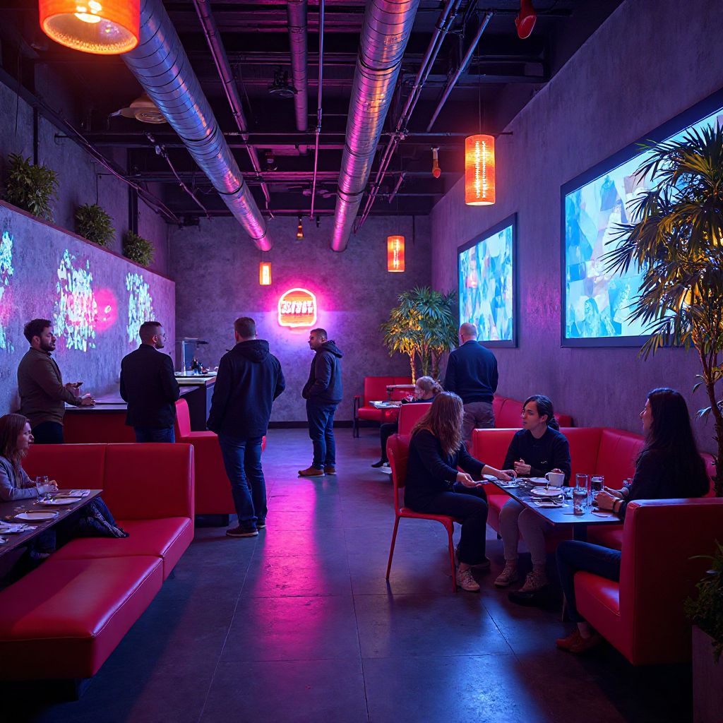 Social gathering with interactive elements